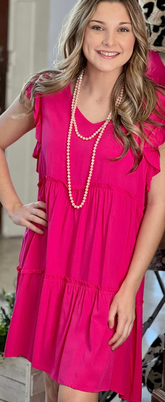 Bloom with Grace Tiered Hot Pink Dress